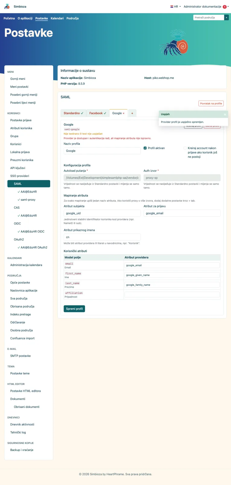Mapiranje Google podprofila