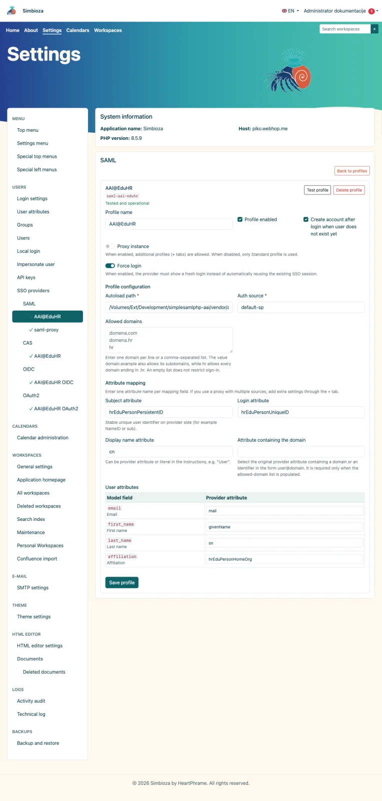Operational SAML profile