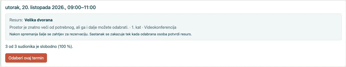 Velika soba nije zabranjena, ali upozorenje pomaže pri izboru.
