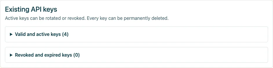 Active API keys