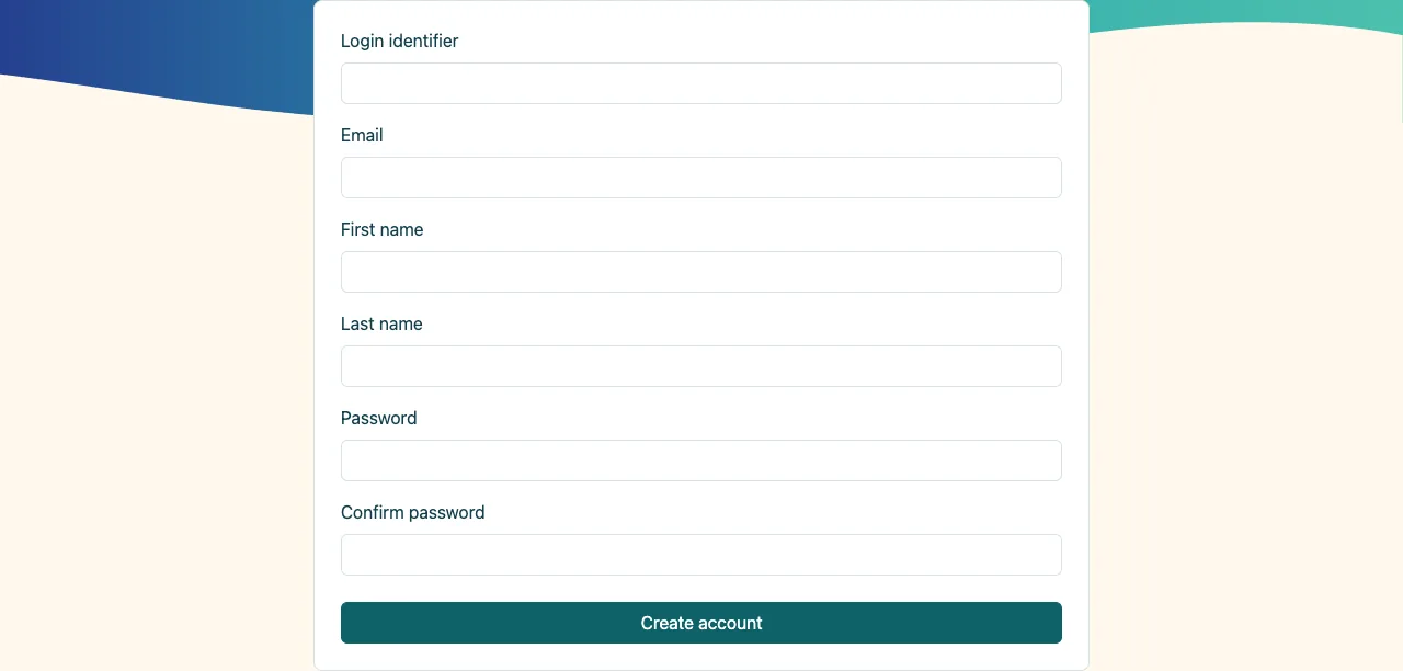 Registration form