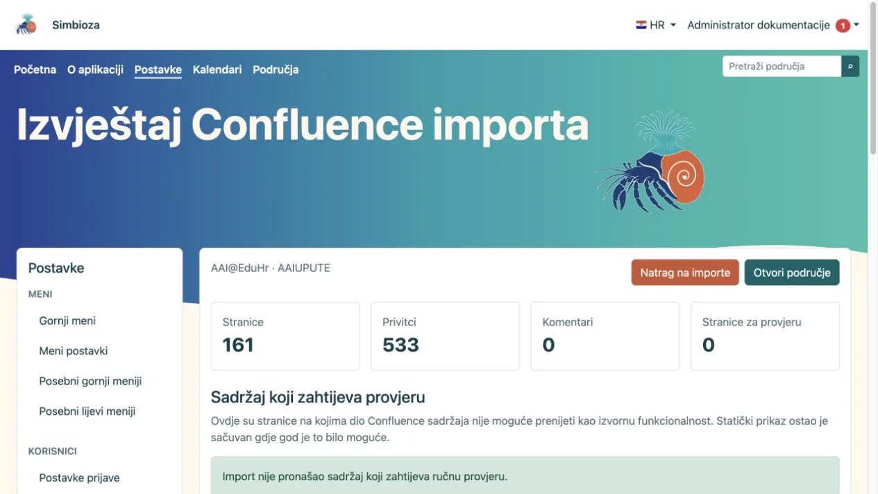 Otvoreni izvještaj dovršenog importa