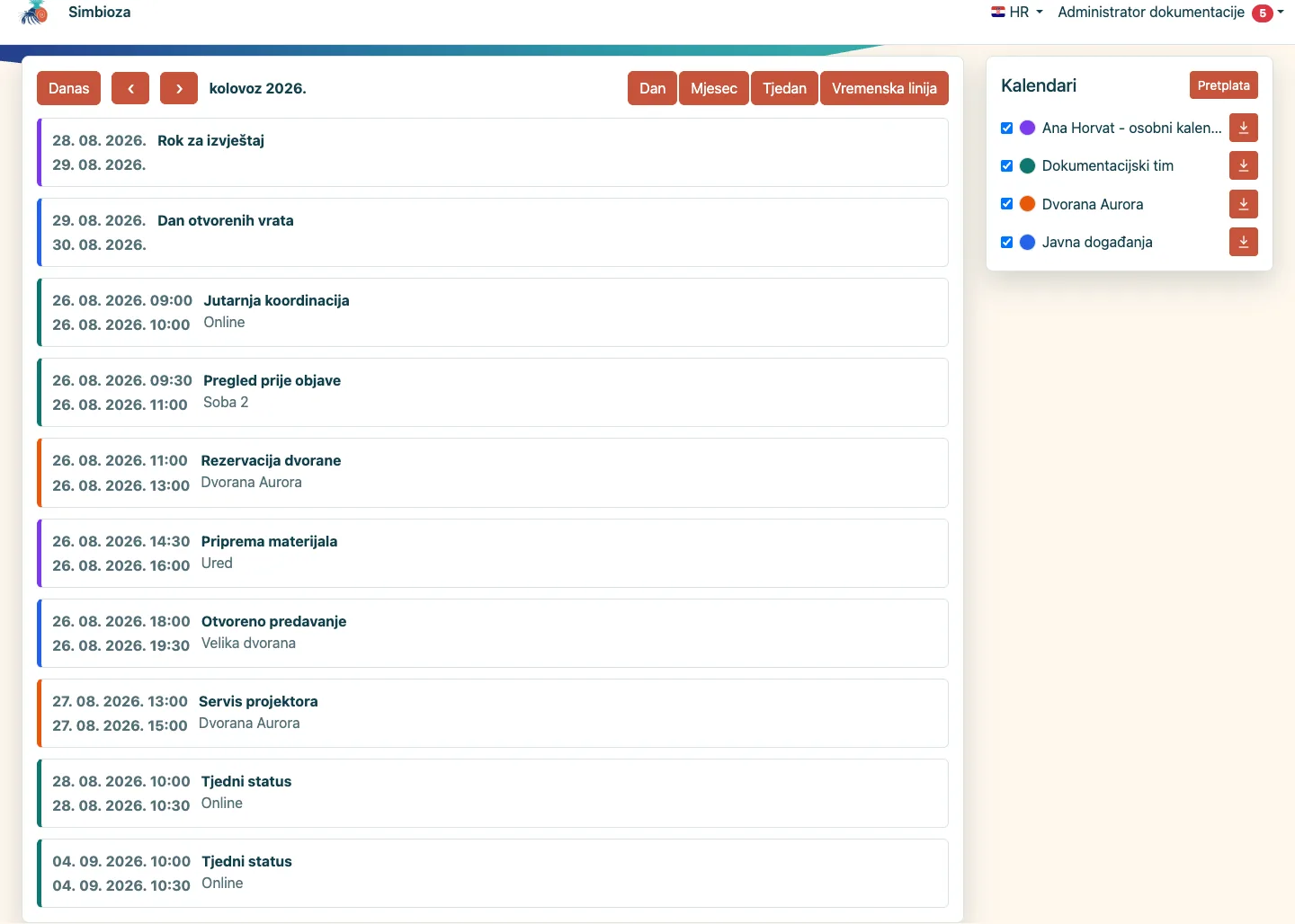 Multiple calendars in month view