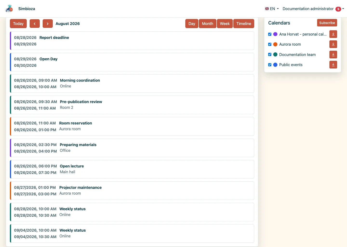 Timeline view