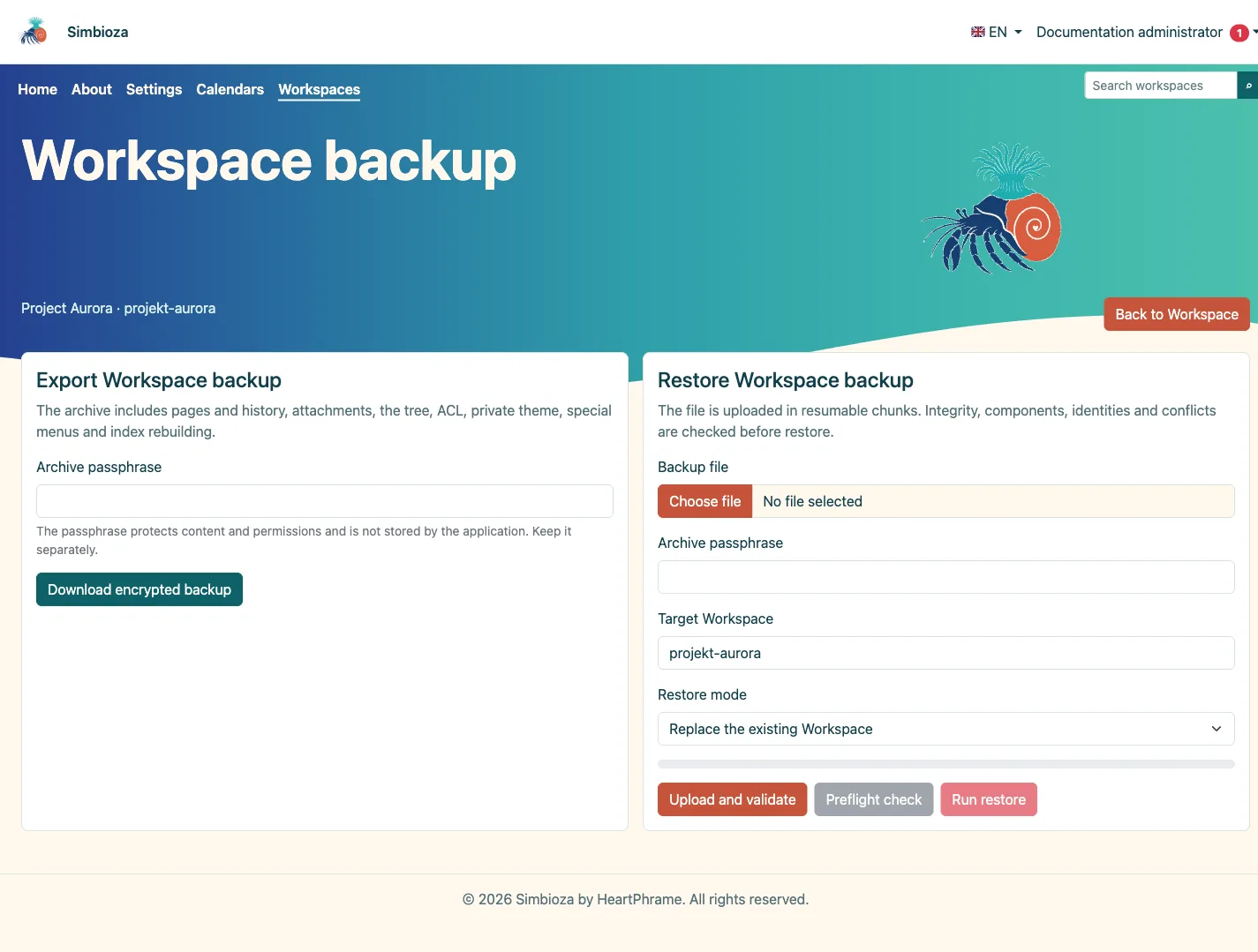Workspace backup