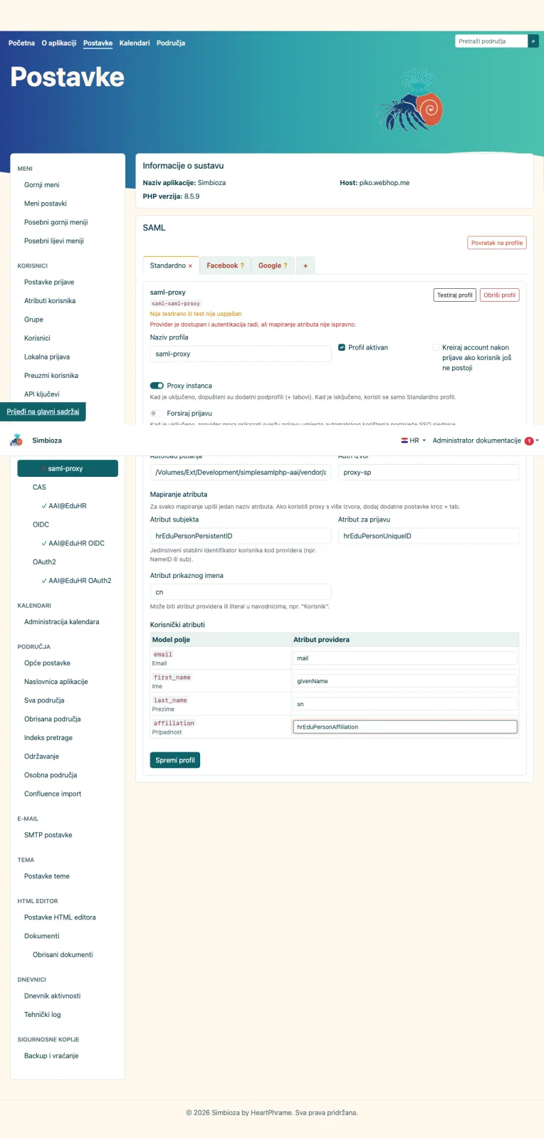 Mapiranje standardnog proxy profila