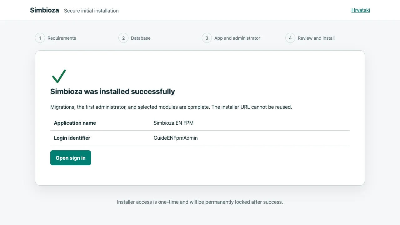 English ordinary FPM: installation success.