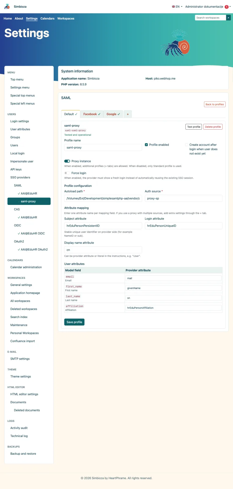 Operational default proxy profile