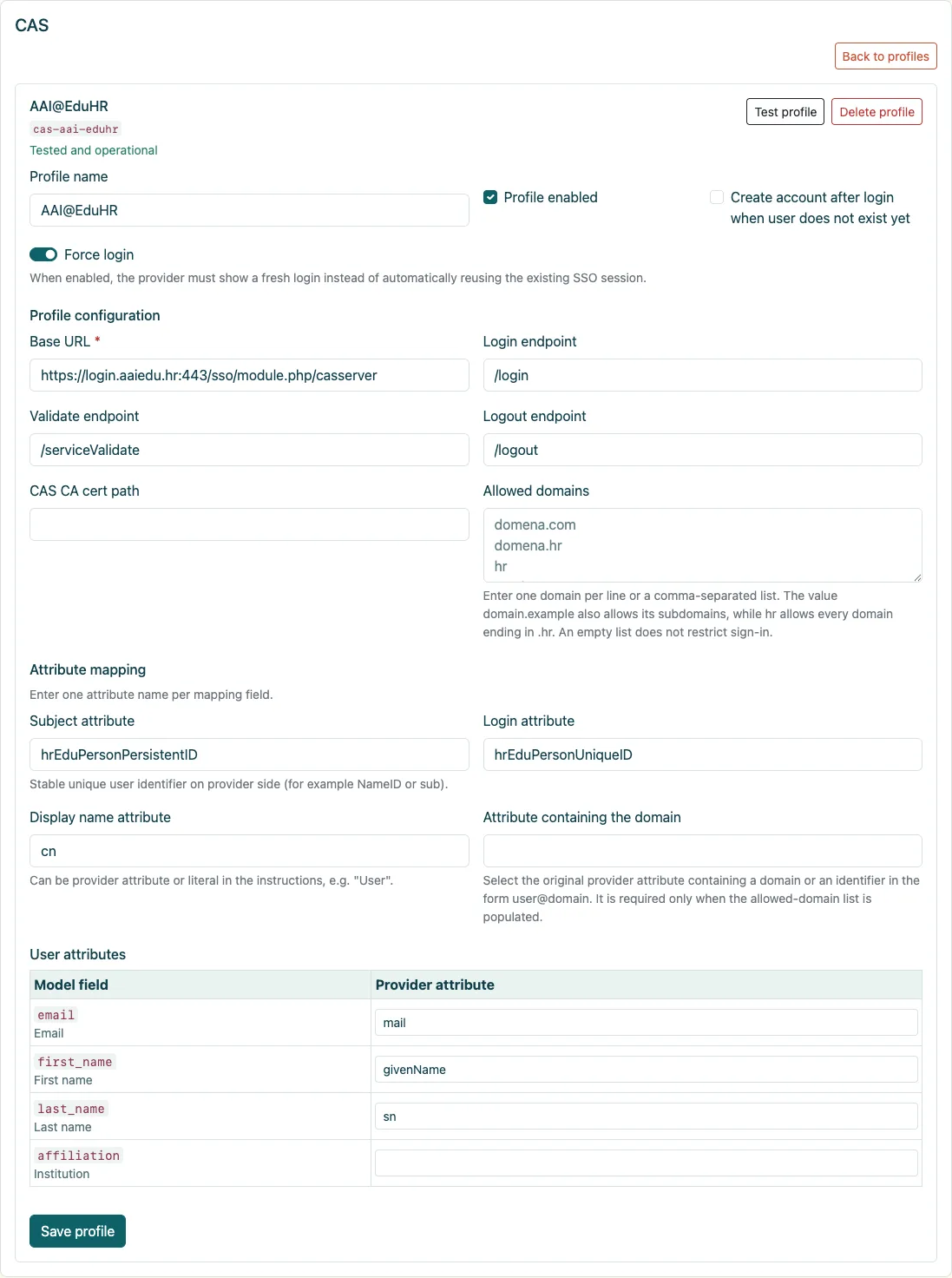 CAS mappings