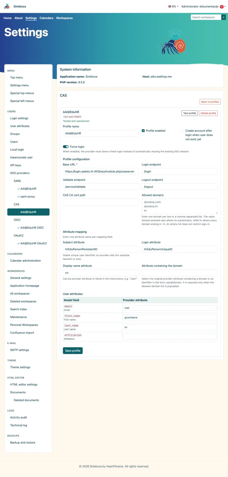 Operational CAS profile