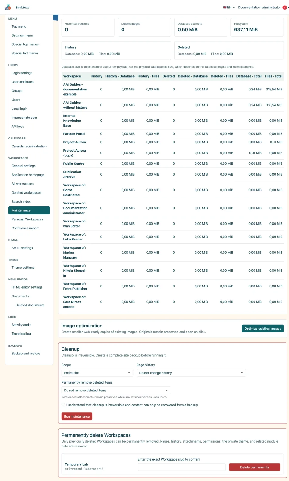 Maintenance actions