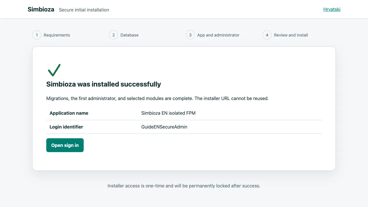 English isolated FPM: installation success.