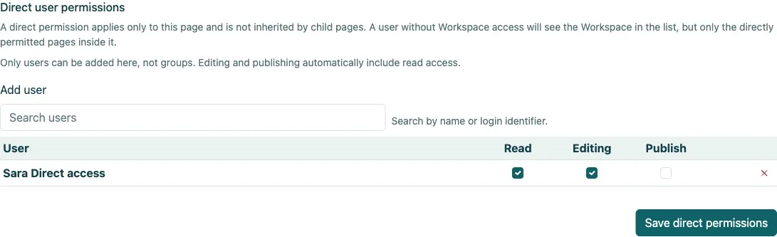 Direct user permission