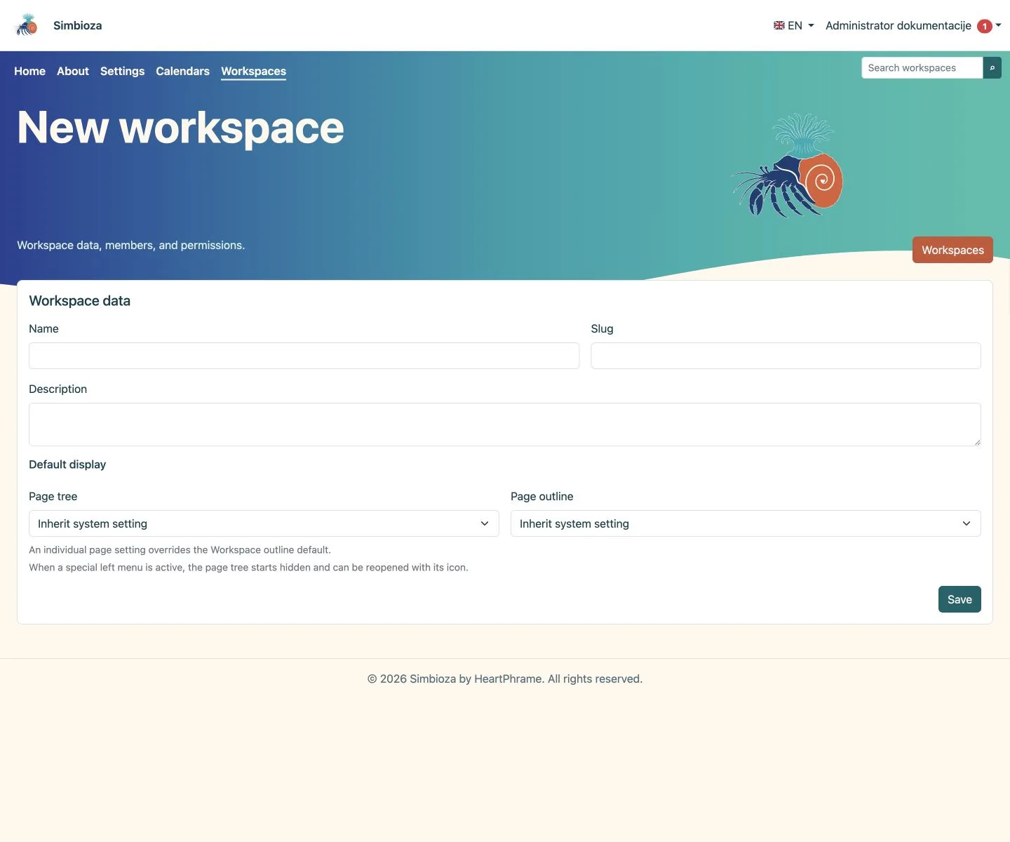 New Workspace form