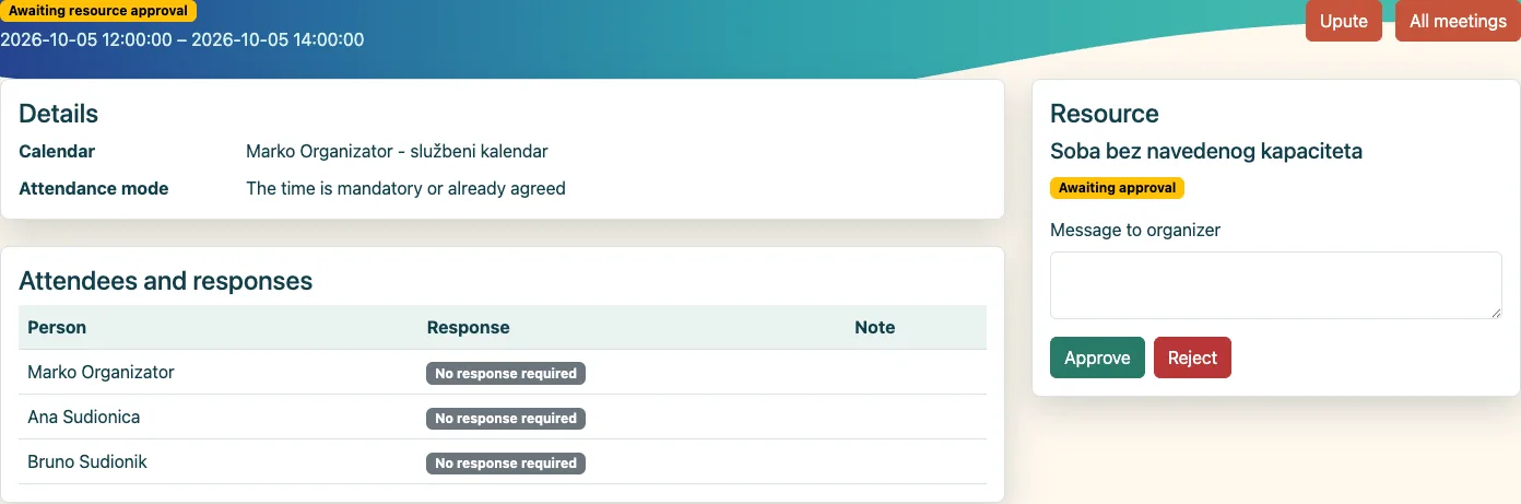 The approver decides in the Resource card.