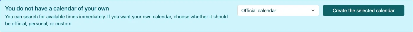 Choose a type before creating a calendar.