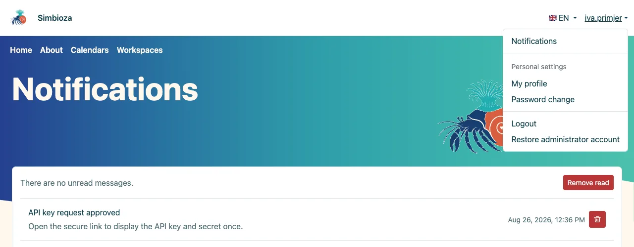 API key notification