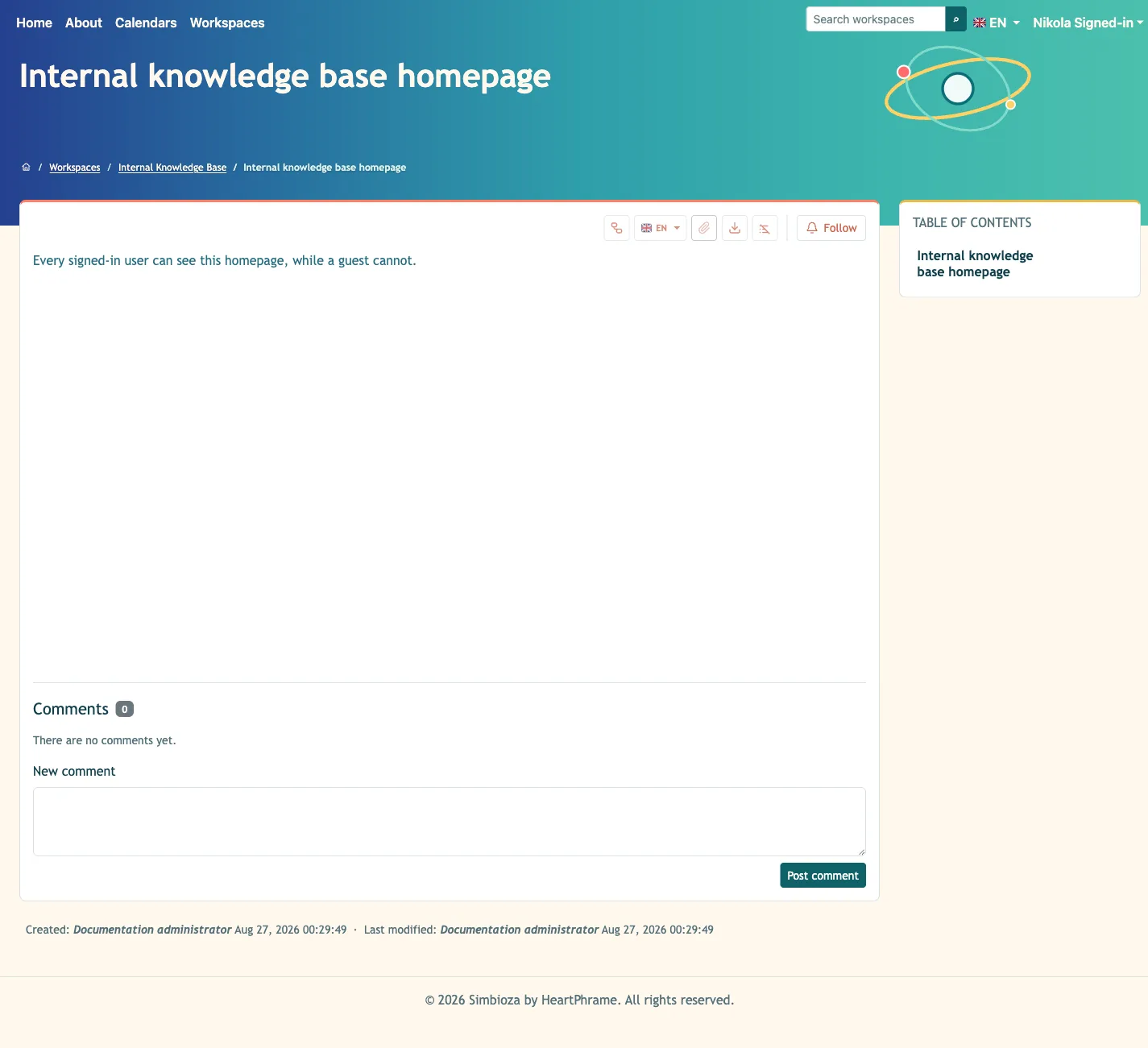 Signed-in home page